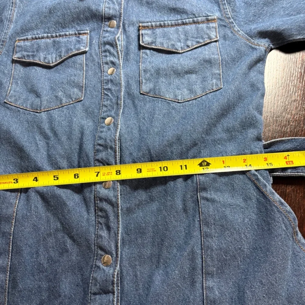 Friends Like These Denim Belted Midi Shirtdress Medium Wash Sz 4 Utility Rodeo - Picture 9 of 9